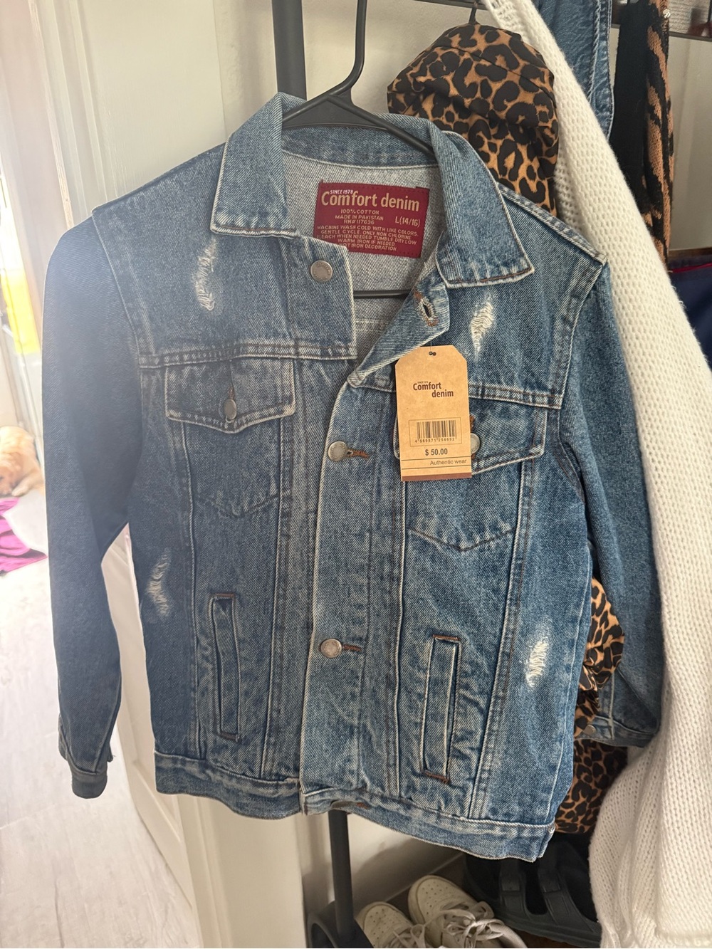 Comfort Denim Kids' Light Blue Distressed Jean Jacket